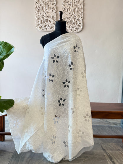Dyeable cotton with cutwork embroidery