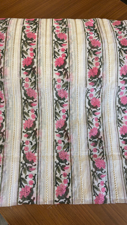 Pure Banarasi mulchanderi with handblock pink