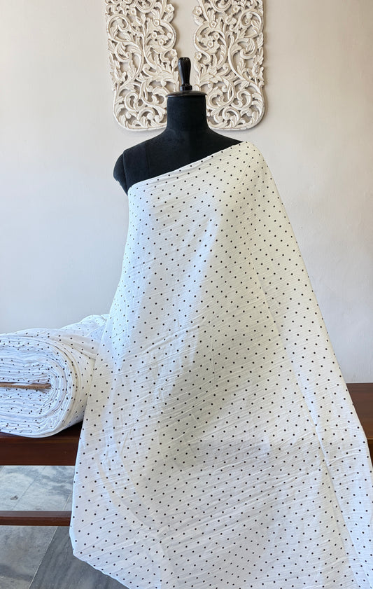 Double gauze Muslin with black polka print (white)