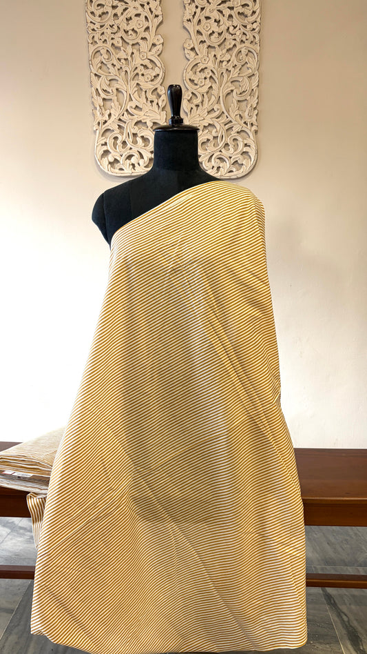 Screen printed jaipur cotton Yellow and white