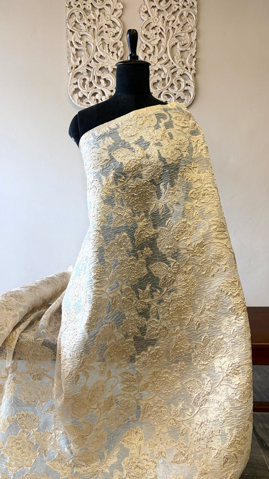 Turkish organza floral gold and ivory