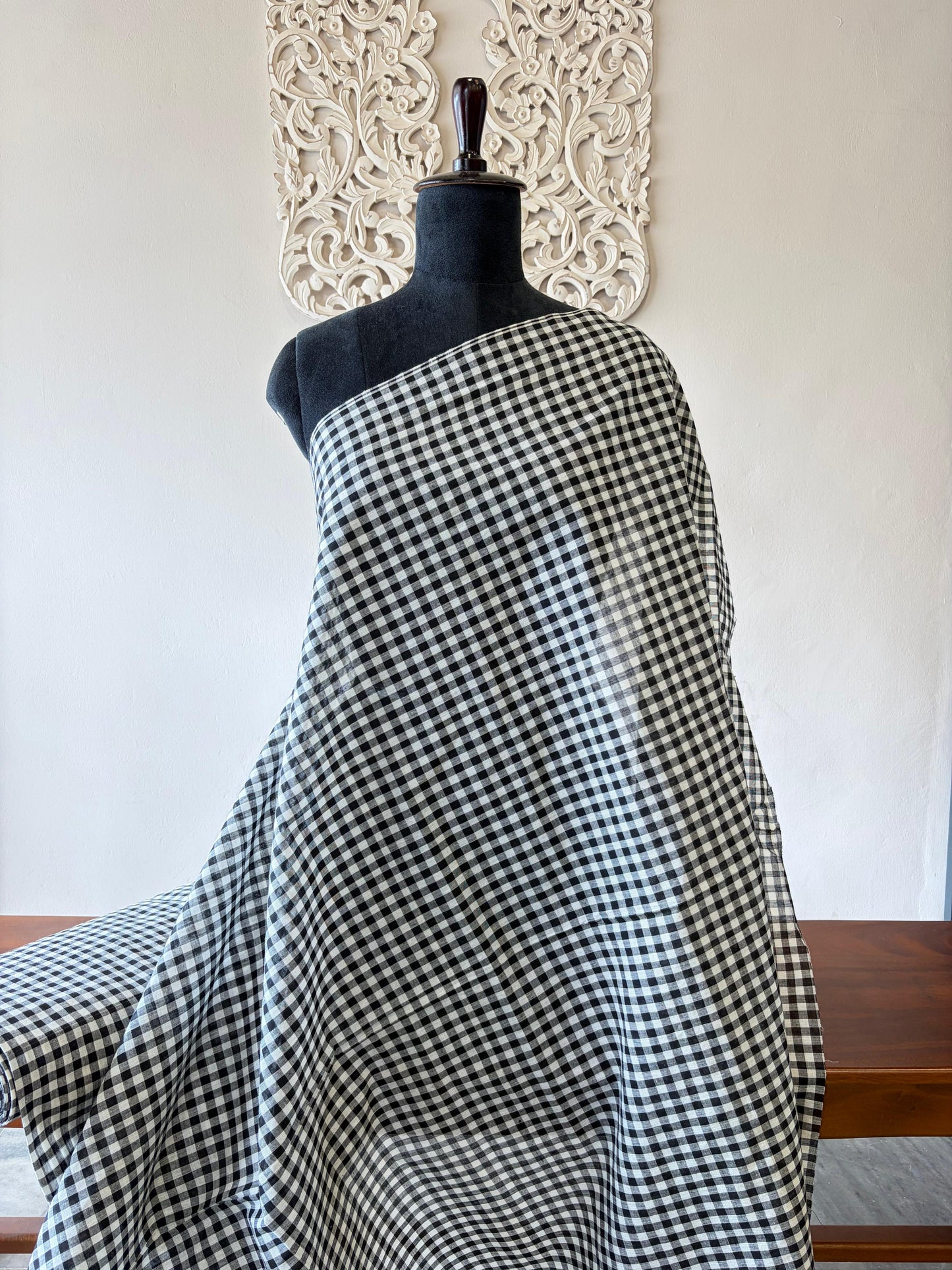 South cotton check black and white