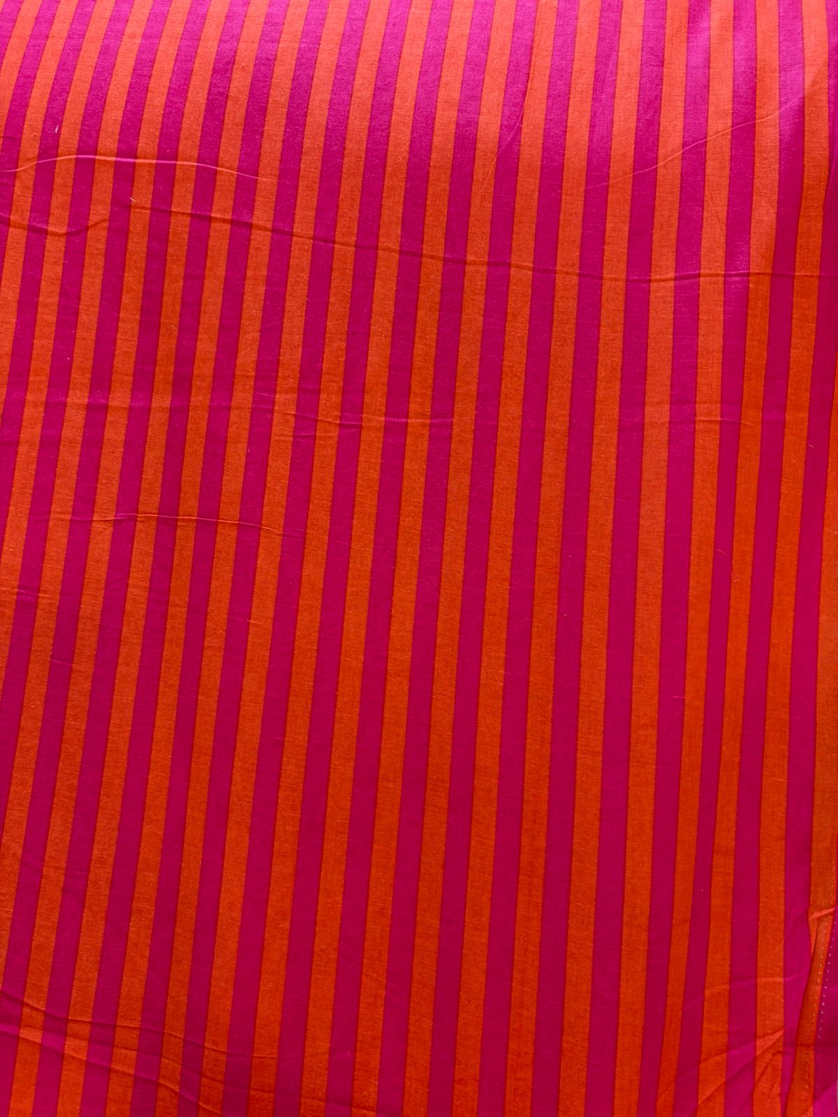 Screen printed cotton Pink and Orange stripe