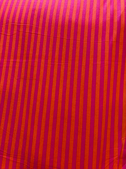 Screen printed cotton Pink and Orange stripe