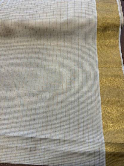 Soft cotton with Kerala kasavu border(check)