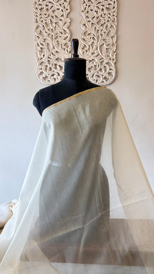 Chanderi tissue Stripe(Dyeable)