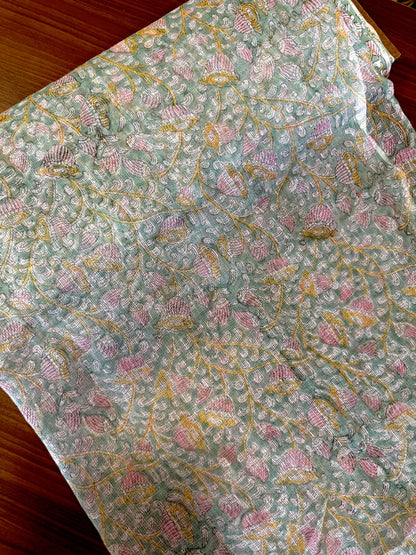 Handblock on Kota Fabric