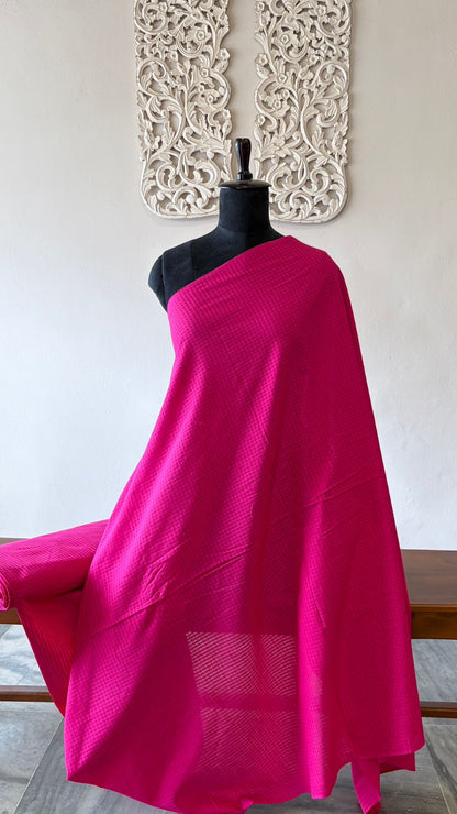 Handloom cotton with self check Pink