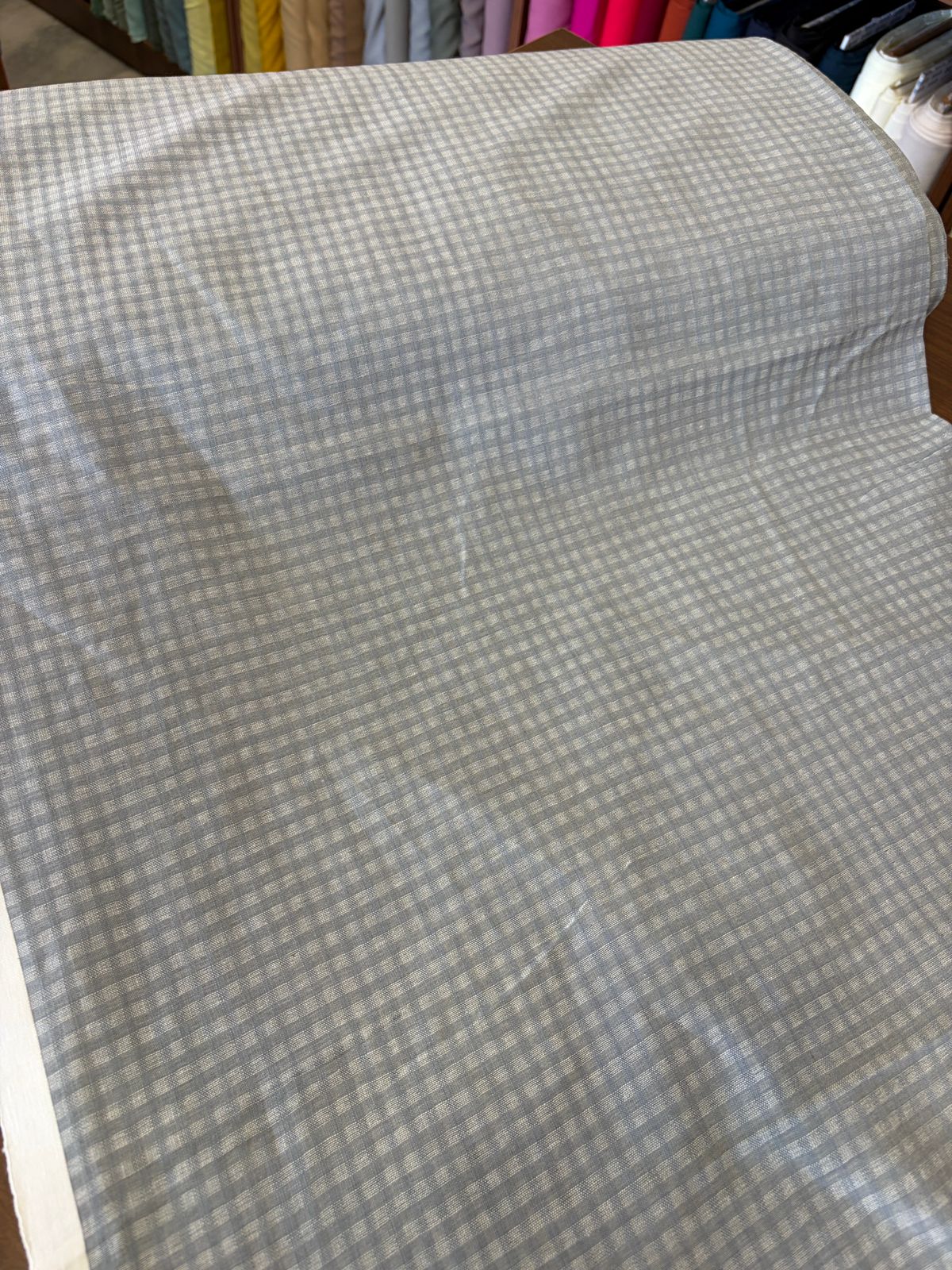 Handloom cotton with self check Grey