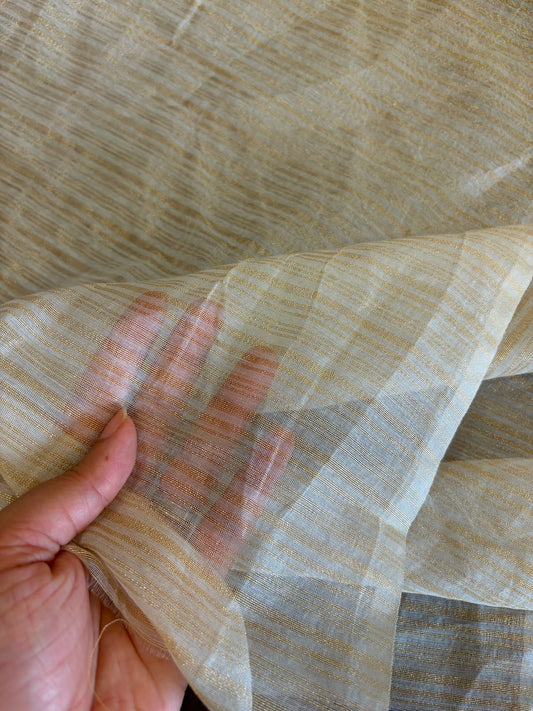 Chanderi tissue Stripe(Dyeable)