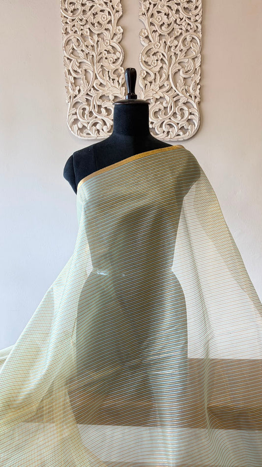 Chanderi tissue Stripe(Dyeable)
